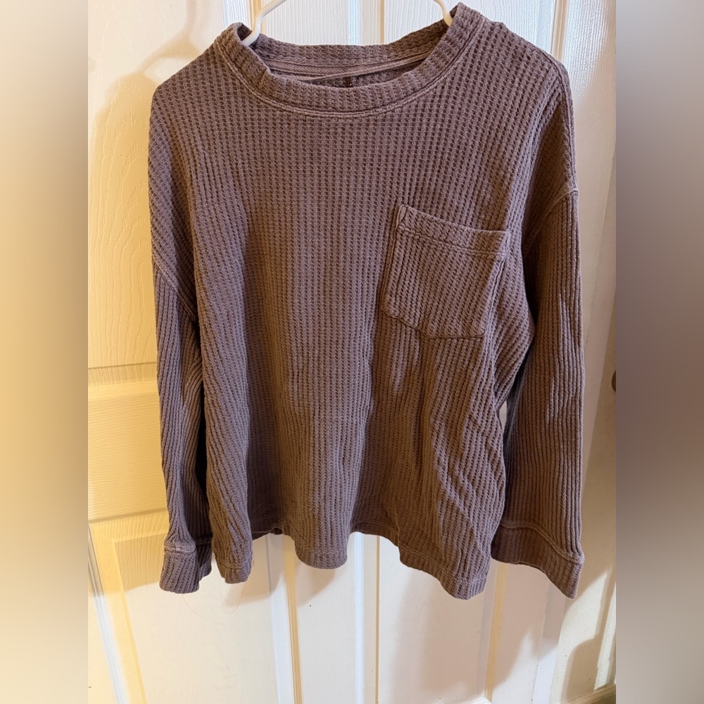 We The Free Waffle Knit Pocket Sweater - Taupe Brown